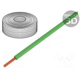 1 rol x DONAU ELEKTRONIK - 125-054 - Wire, stranded, Cu, 0.25mm2, PVC, green, 100V, 50m, Class: 5