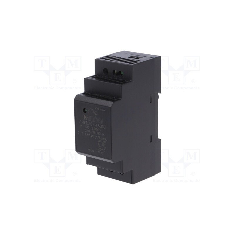 1 pcs x AIMTEC - AMED30-48SNZ - Power supply: switched-mode, for DIN rail, 30W, 48VDC, 0.75A, 90%