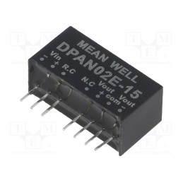 1 pcs x MEAN WELL - DPAN02E-15 - Converter: DC/DC, 2W, Uin: 4.5÷9V, Uout: 15VDC, Uout2: -15VDC, SIP8