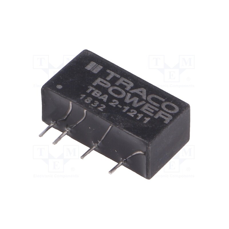 1 pcs x TRACO POWER - TBA 2-1211 - Converter: DC/DC, 2W, Uin: 10.8÷13.2V, Uout: 5VDC, Iout: 400mA, SIP7