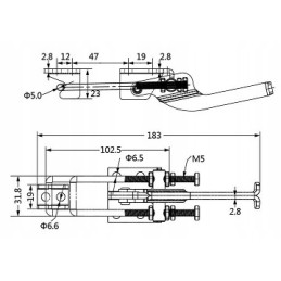 Spindle lock for box sides of cassettes 183x32, galvanized