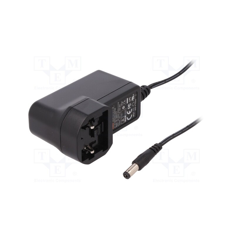 1 pcs x MEAN WELL - GEM12I12-P1J - Power supply: switched-mode, plug, 12VDC, 1A, 12W, Out: 5,5/2,1