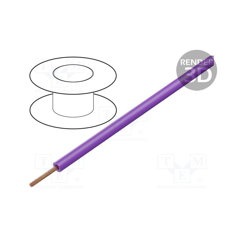 1 rol x DONAU ELEKTRONIK - 119-16 - Wire, stranded, Cu, 0.14mm2, PVC, violet, 60V, 100m, 1x0.14mm2