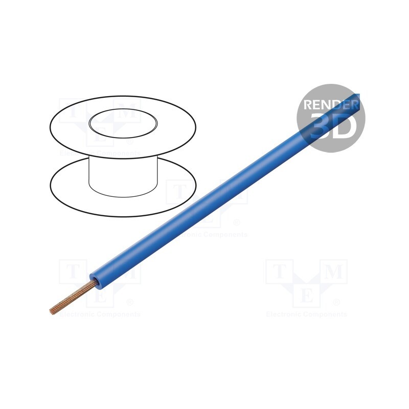 1 rol x DONAU ELEKTRONIK - 119-12 - Wire, stranded, Cu, 0.14mm2, PVC, blue, 60V, 100m, 1x0.14mm2