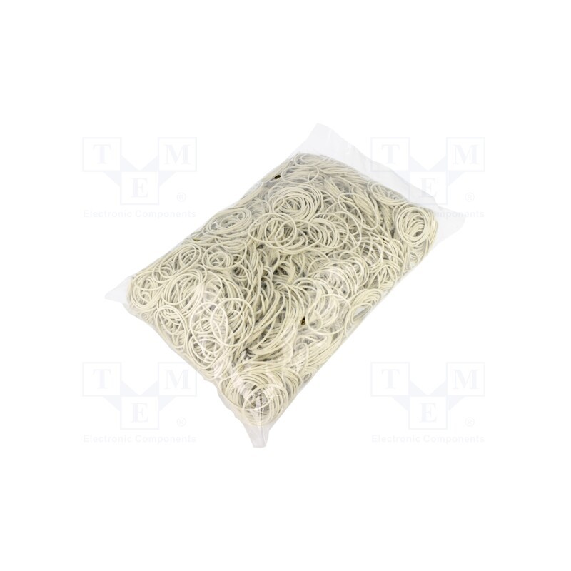 1 pcg x PLAST - 2013224 - Rubber bands, Width: 1.5mm, Thick: 1.5mm, rubber, white, Ø: 40mm, 1kg