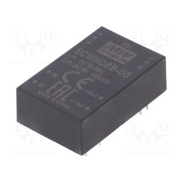 1 pcs x MEAN WELL - SCWN06B-05 - Converter: DC/DC, 6W, Uin: 18÷36V, Uout: 5VDC, Iout: 1000mA, DIP24