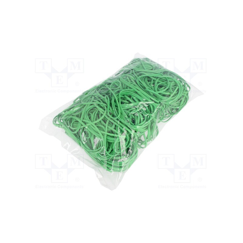 1 pcg x PLAST - 2166992 - Rubber bands, Width: 3mm, Thick: 1.5mm, rubber, green, Ø: 80mm, 1kg