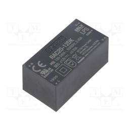 1 pcs x RECOM - RAC20-12DK - Converter: AC/DC, 20W, 85÷264VAC, Usup: 120÷370VDC, Uout: 12VDC