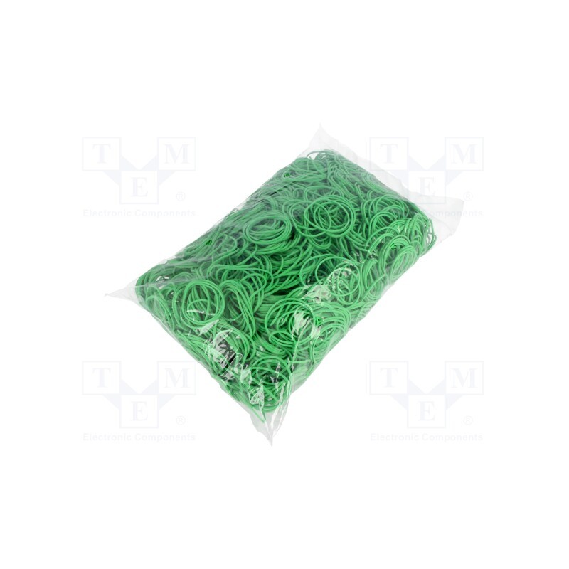 1 pcg x PLAST - 2020529 - Rubber bands, Width: 1.5mm, Thick: 1.5mm, rubber, green, Ø: 40mm, 1kg