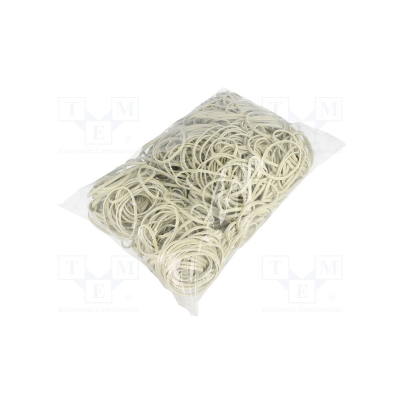 1 pcg x PLAST - 2050114 - Rubber bands, Width: 3mm, Thick: 1.5mm, rubber, white, Ø: 50mm, 1kg