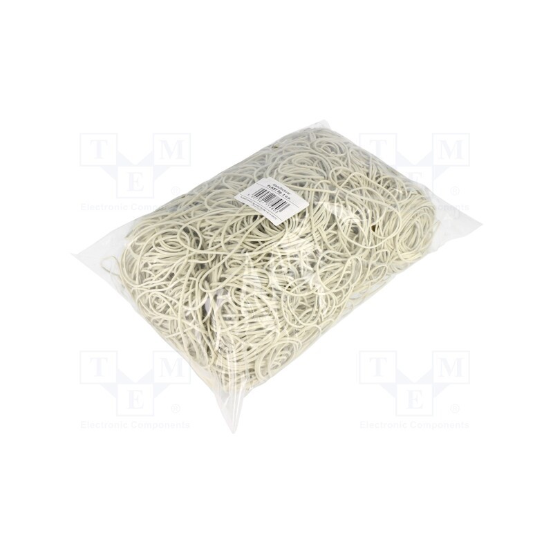 1 pcg x PLAST - 2086273 - Rubber bands, Width: 1.5mm, Thick: 1.5mm, rubber, white, Ø: 60mm, 1kg
