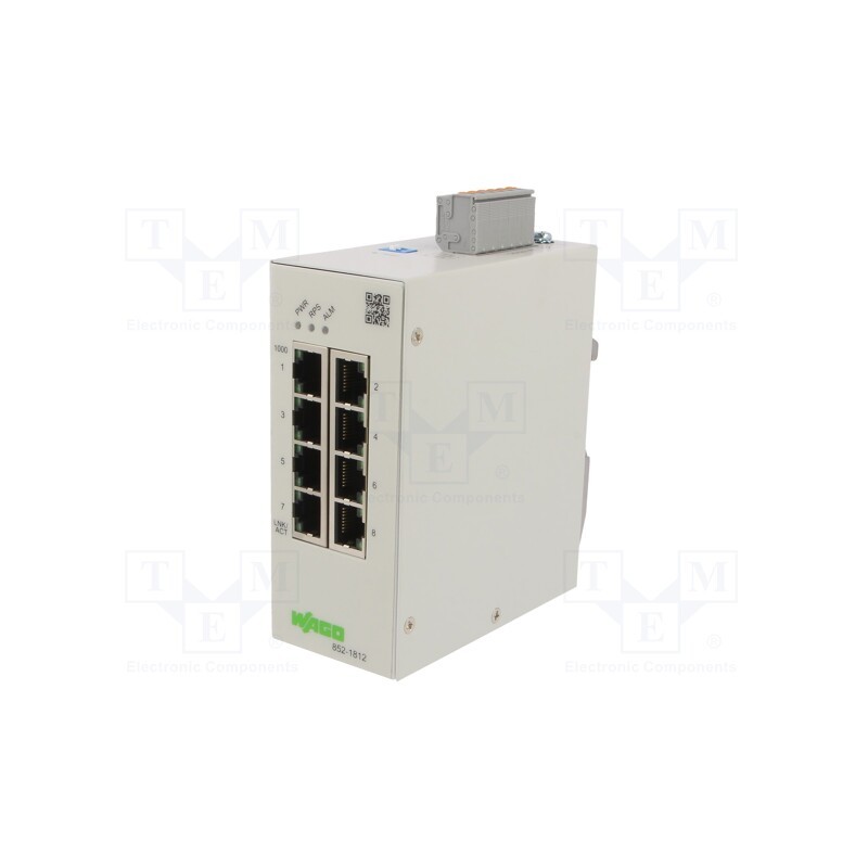 1 pcs x WAGO - 852-1812/010-000 - Switch Ethernet, managed, Number of ports: 8, 24÷48VDC, RJ45, IP30