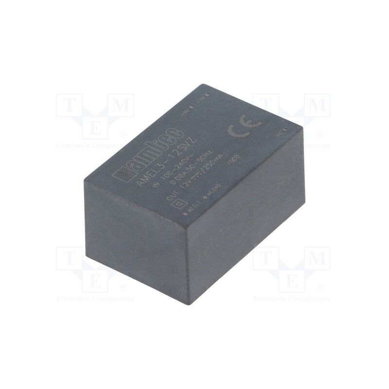1 pcs x AIMTEC - AMEL3-12SVZ - Converter: AC/DC, 3W, 85÷264VAC, Usup: 100÷370VDC, Uout: 12VDC, 77%