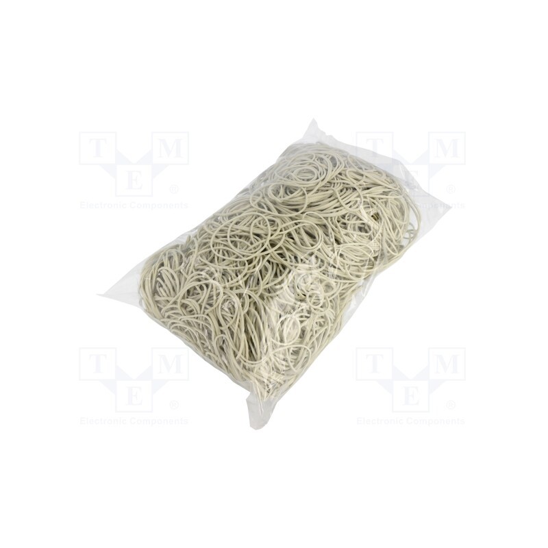 1 pcg x PLAST - 2049748 - Rubber bands, Width: 1.5mm, Thick: 1.5mm, rubber, white, Ø: 50mm, 1kg