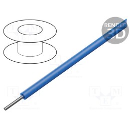 1 rol x ALPHA WIRE - 782201 BL005 - Wire, HookUp Wire, 22AWG, solid, Cu, PVC, blue, 600V, 30.5m, 100ft