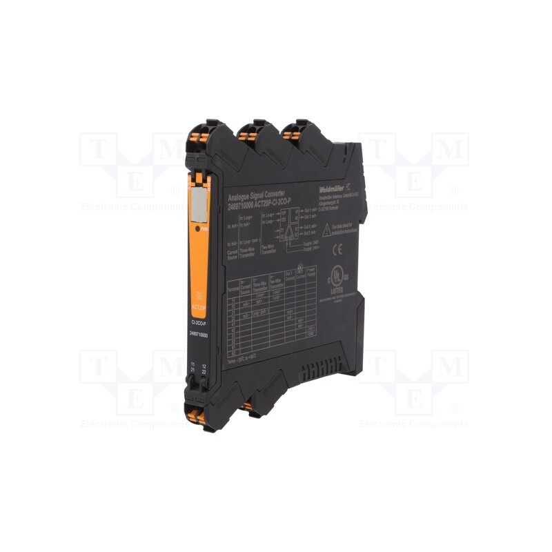 1 pcs x WEIDMu00dcLLER - ACT20P-CI-2CO-P - Converter: analog signals, for DIN rail mounting, 0÷20mA,4÷20mA