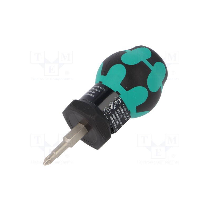 1 pcs x WERA - 5008853001 - Screwdriver, Pozidriv®, PZ1, STUBBY, Blade length: 25mm