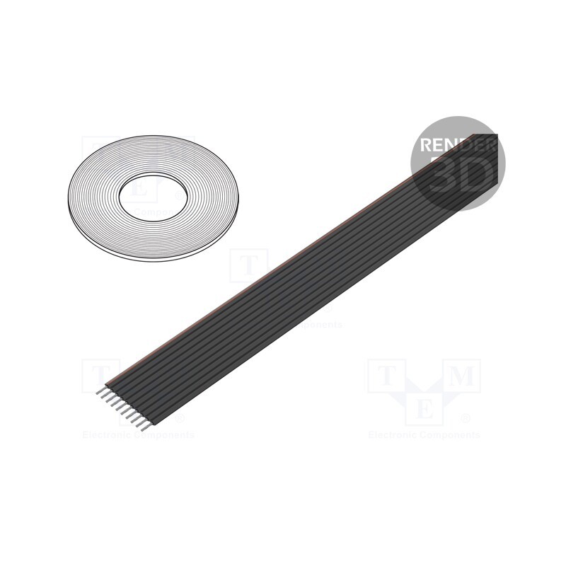 1 rol x 3M - 3319/10 (100FT) - Wire: ribbon, 1.27mm, stranded, Cu, unshielded, PVC, black, 30.5m