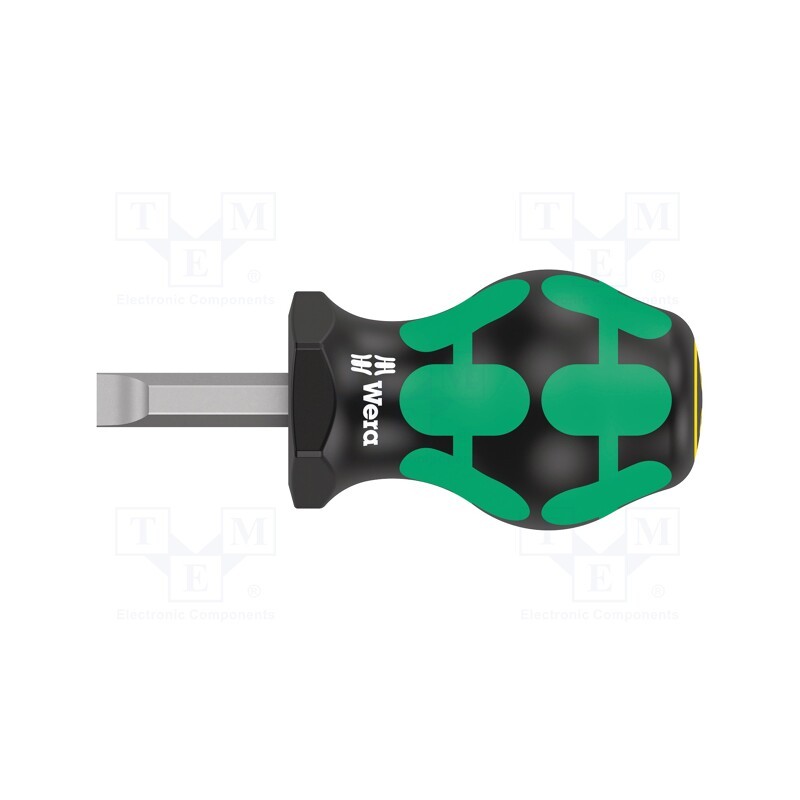 1 pcs x WERA - 5008844001 - Screwdriver, slot, 8,0x1,2mm, STUBBY, Blade length: 24.5mm