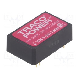 1 pcs x TRACO POWER - TEN 3-2411WIN - Converter: DC/DC, 3W, Uin: 9÷36V, Uout: 5VDC, Iout: 600mA, DIP24