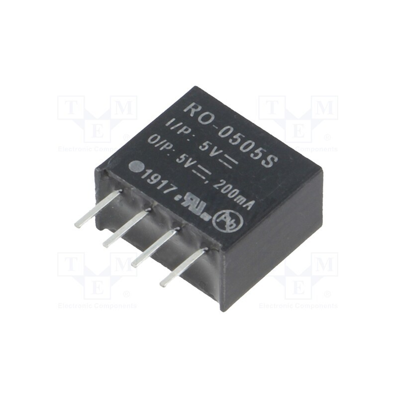 1 pcs x RECOM - RO-0505S - Converter: DC/DC, 1W, Uin: 4.5÷5.5V, Uout: 5VDC, Iout: 200mA, SIP4
