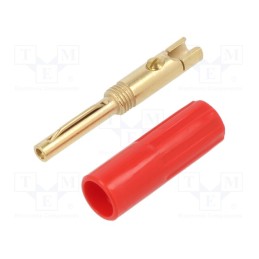 1 pcs x DELTRON - 584-0500 - Plug, 4mm banana, 16A, 50VDC, red, non-insulated, for cable, 7.1mm2
