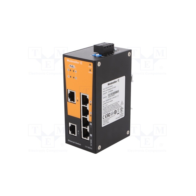 1 pcs x WEIDMu00dcLLER - IE-SW-BL06-2TX-4POE - Switch PoE Ethernet, unmanaged, Number of ports: 6, 12÷57VDC