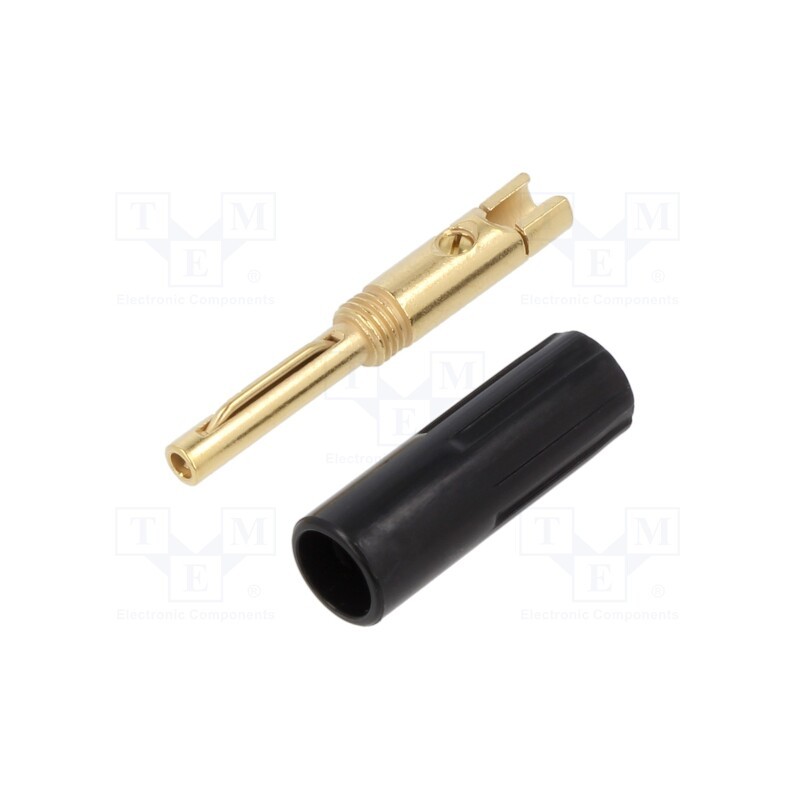 1 pcs x DELTRON - 584-0100 - Plug, 4mm banana, 16A, 50VDC, black, non-insulated, for cable