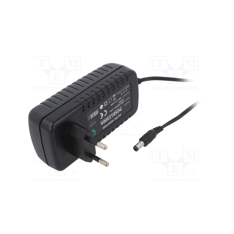 1 pcs x POS - POSB12300A - Power supply: switched-mode, plug, 12VDC, 3A, 36W, Plug: EU, 80.73%