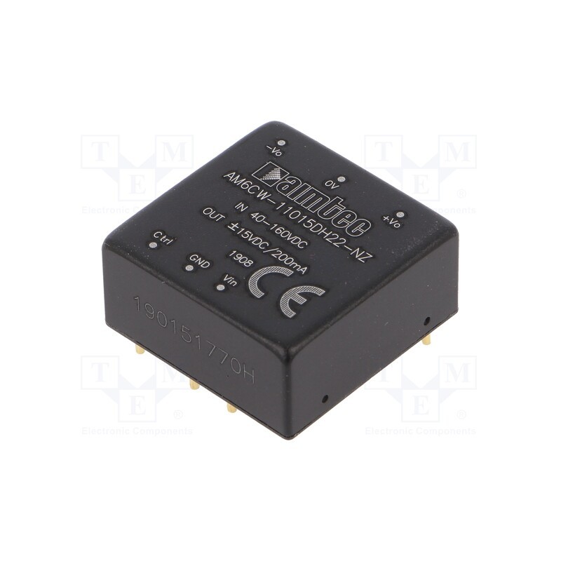 1 pcs x AIMTEC - AM6CW-11015DH22-NZ - Converter: DC/DC, 6W, Uin: 40÷160V, Uout: 15VDC, Uout2: -15VDC, 1'x1'