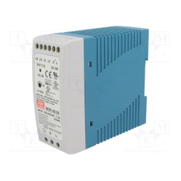 1 pcs x MEAN WELL - MDR-40-24 - Power supply: switched-mode, for DIN rail, 40W, 24VDC, 1.7A, OUT: 1
