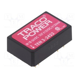 1 pcs x TRACO POWER - TEN 3-2422 - Converter: DC/DC, 3W, Uin: 18÷36V, Uout: 12VDC, Uout2: -12VDC, DIP24