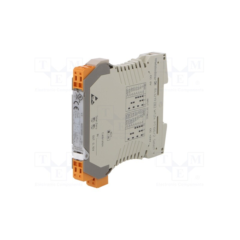 1 pcs x WEIDMu00dcLLER - WTZ4 PT100/2 V 0-10V - Converter: temperature, 24VDC, OUT 1: 0÷10V, IN 1: Pt100, 0÷55°C