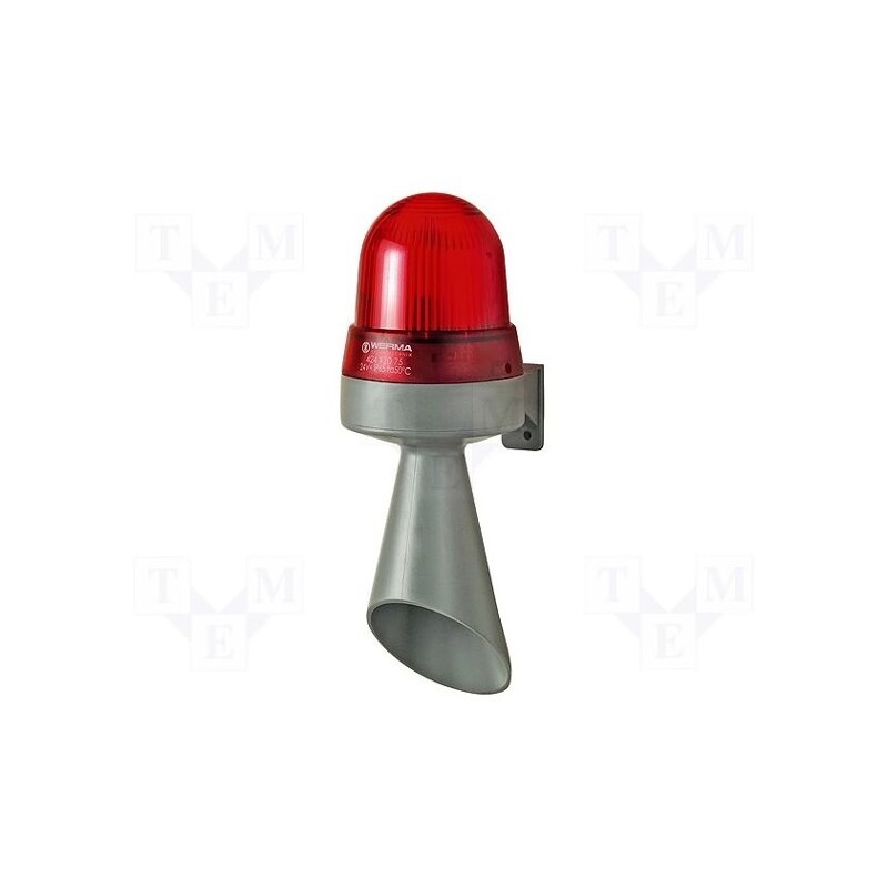 1 pcs x WERMA - 42512075 - Signaller: lighting-sound, 24VDC, horn,flashing light, red, IP65