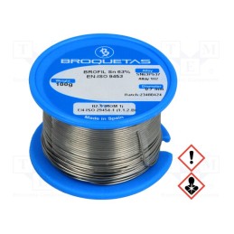 1 pcs x BROQUETAS - BROFIL 63 B2.1 0.7MM 100G - Soldering wire, Sn63Pb37, 0.7mm, 100g, lead-based, reel, 183°C