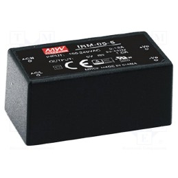 1 pcs x MEAN WELL - IRM-05-12 - Converter: AC/DC, 5.04W, 85÷264VAC, Usup: 120÷370VDC, Uout: 12VDC