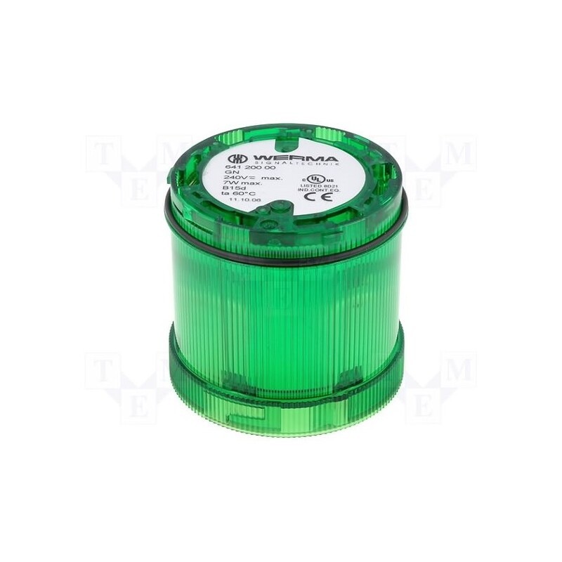 1 pcs x WERMA - 64120000 - Signaller: lighting, bulb BA15D, green, 12÷240VDC, 12÷240VAC, IP65