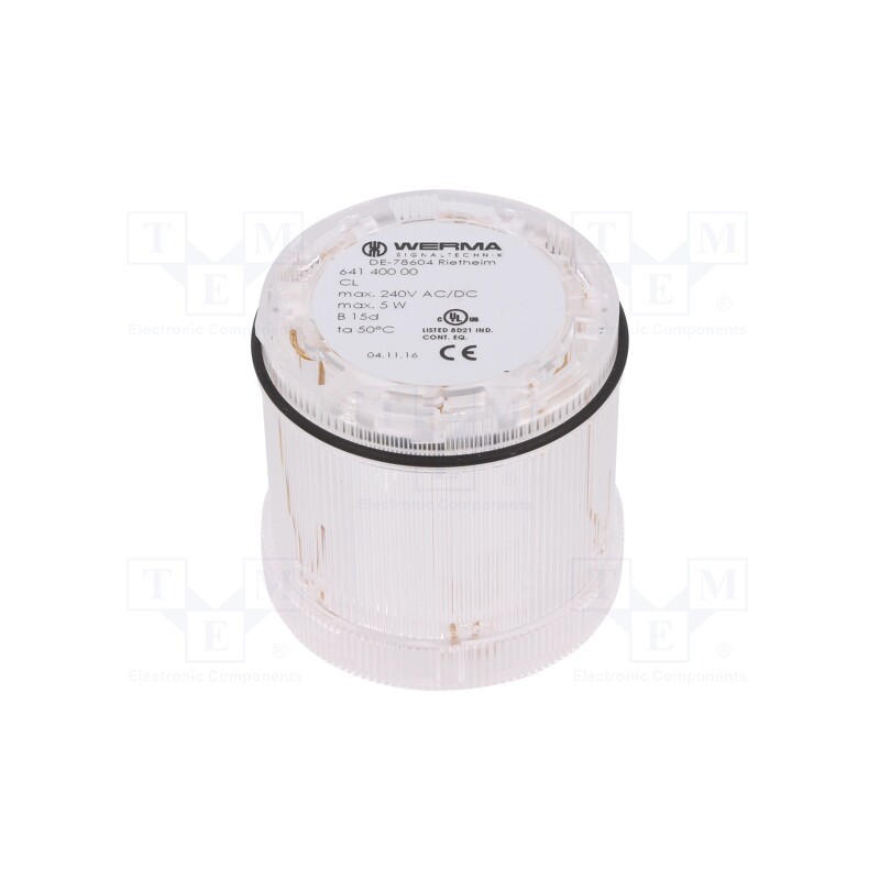 1 pcs x WERMA - 64140000 - Signaller: lighting, bulb BA15D, white, 12÷240VDC, 12÷240VAC, IP65