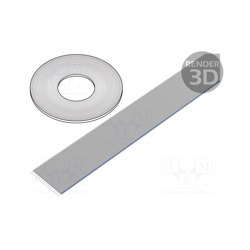 1 rol x 3M - HF447/34 (100FT) - Wire: ribbon, 0.635mm, solid, Cu, unshielded, LSZH, grey, 30.5m