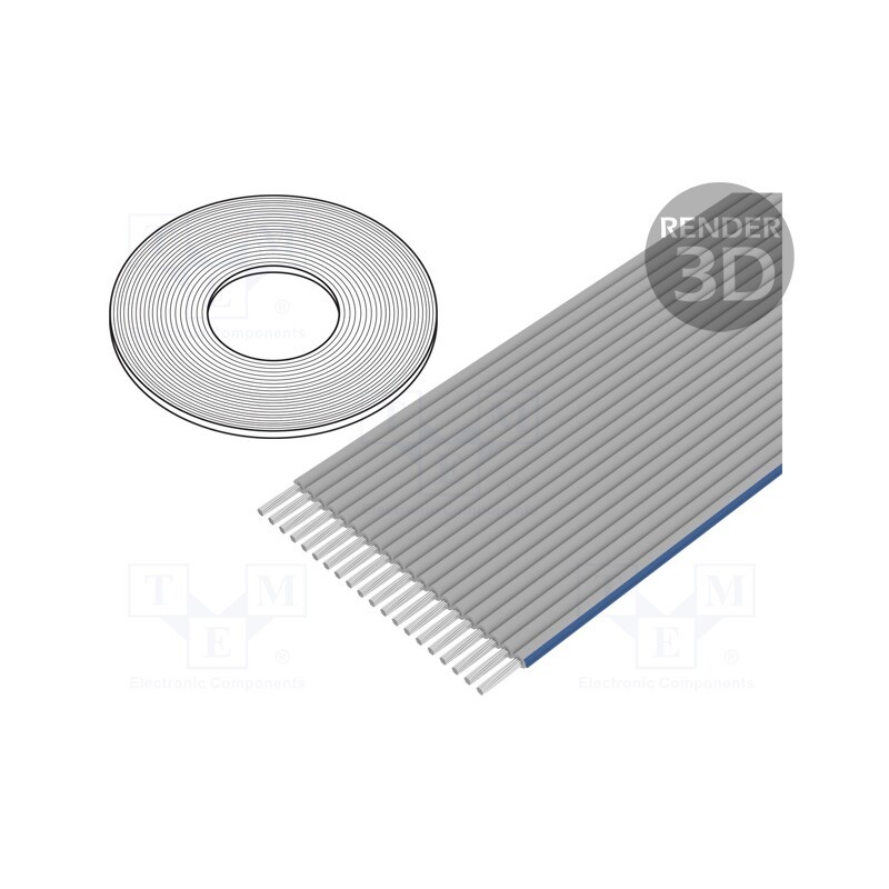 1 rol x 3M - HF365/34SF (100FT) - Wire: ribbon, 1.27mm, stranded, Cu, unshielded, PO, light grey