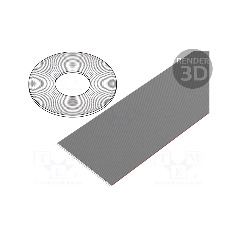 1 rol x CONNFLY - DS1057-64A282R-76.5 - Wire: ribbon, 1.27mm, stranded, Cu, unshielded, PVC, grey, 76m