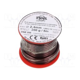 1 rol x INDEL - DNE2,4-200G - Coil wire, single coated enamelled, 2.4mm, 0.2kg, -65÷200°C