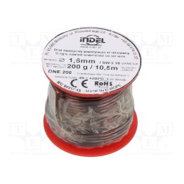 1 rol x INDEL - DNE1,60-200G - Coil wire, single coated enamelled, 1.6mm, 0.2kg, -65÷200°C