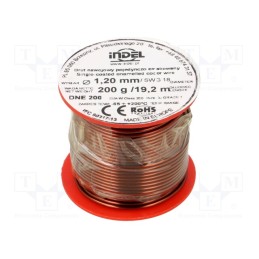 1 rol x INDEL - DNE1,20-200G - Coil wire, single coated enamelled, 1.2mm, 0.2kg, -65÷200°C