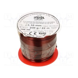 1 rol x INDEL - DNE1,10-200G - Coil wire, single coated enamelled, 1.1mm, 0.2kg, -65÷200°C