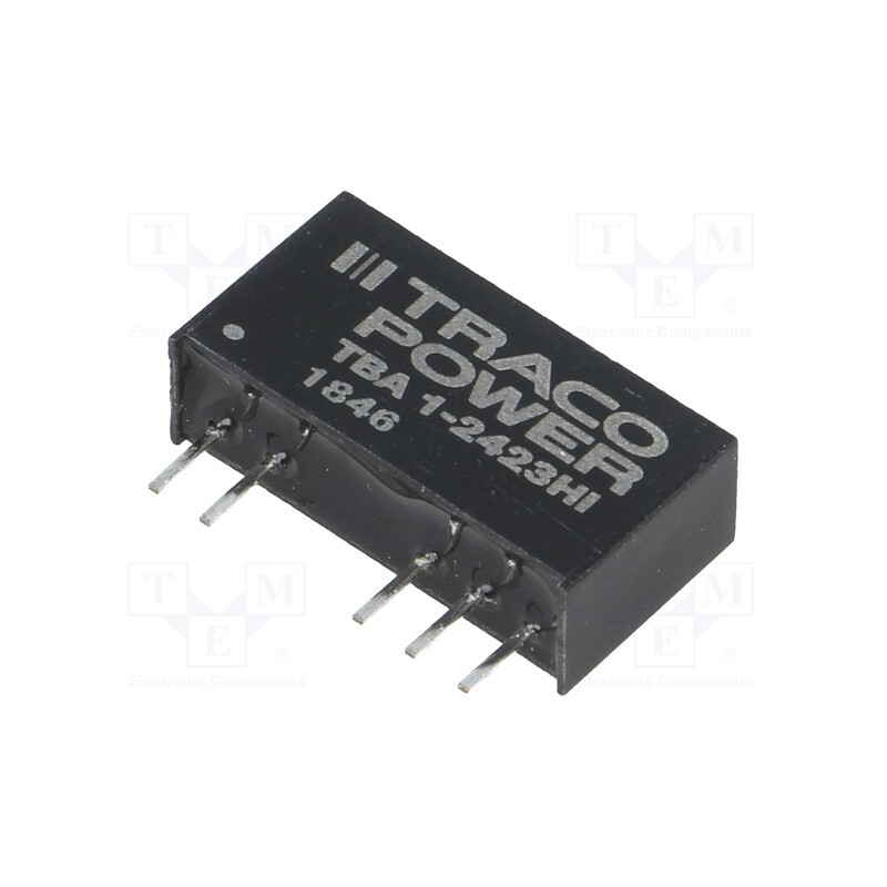 1 pcs x TRACO POWER - TBA 1-2423HI - Converter: DC/DC, 1W, Uin: 21.6÷26.4V, Uout: 15VDC, Uout2: -15VDC