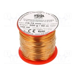 1 rol x INDEL - DNE0,75-200G - Coil wire, single coated enamelled, 0.75mm, 0.2kg, -65÷200°C