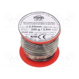 1 rol x INDEL - DN2E2,8-200G - Coil wire, double coated enamelled, 2.8mm, 0.2kg, -65÷200°C