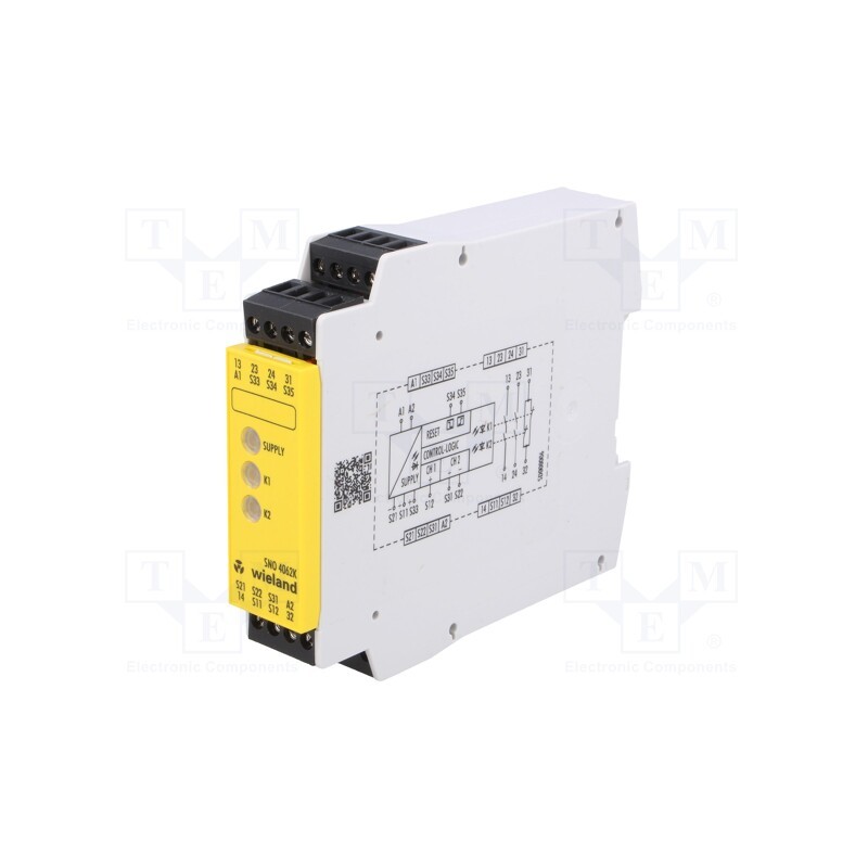 1 pcs x WIELAND - R1.188.0700.2 - Module: safety relay, Usup: 24VAC, 24VDC, Contacts: NC + NO x2