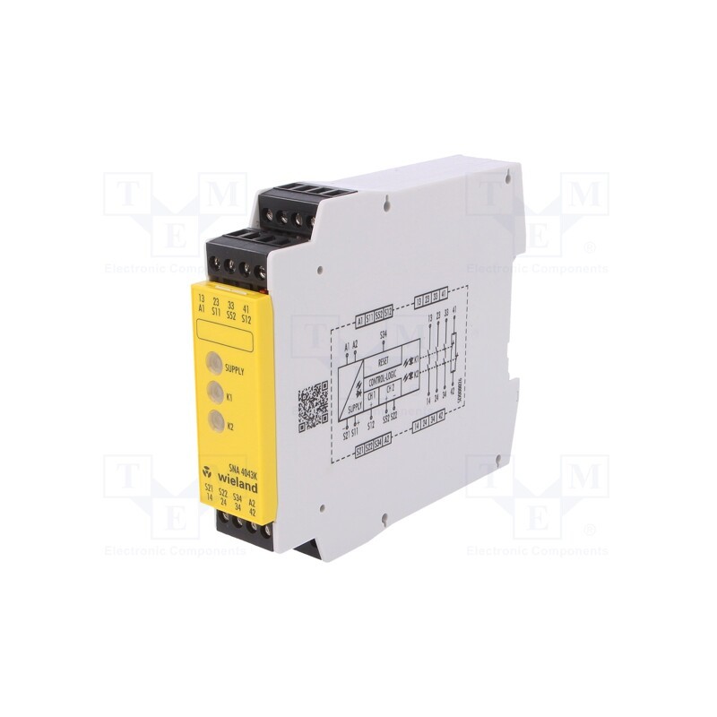 1 pcs x WIELAND - R1.188.1810.0 - Module: safety relay, Usup: 24VAC, 24VDC, Contacts: NC + NO x3